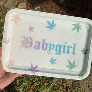 Pastel Baby Girl Metal Rolling tray